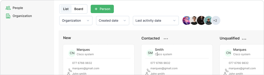 Managing contacts in Heffl