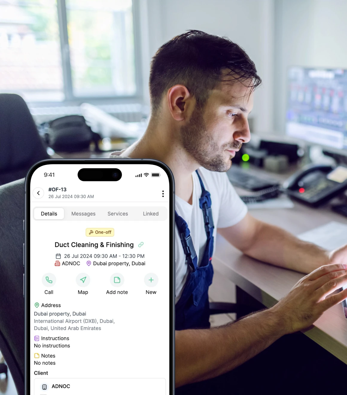 Worker app messaging and photo features