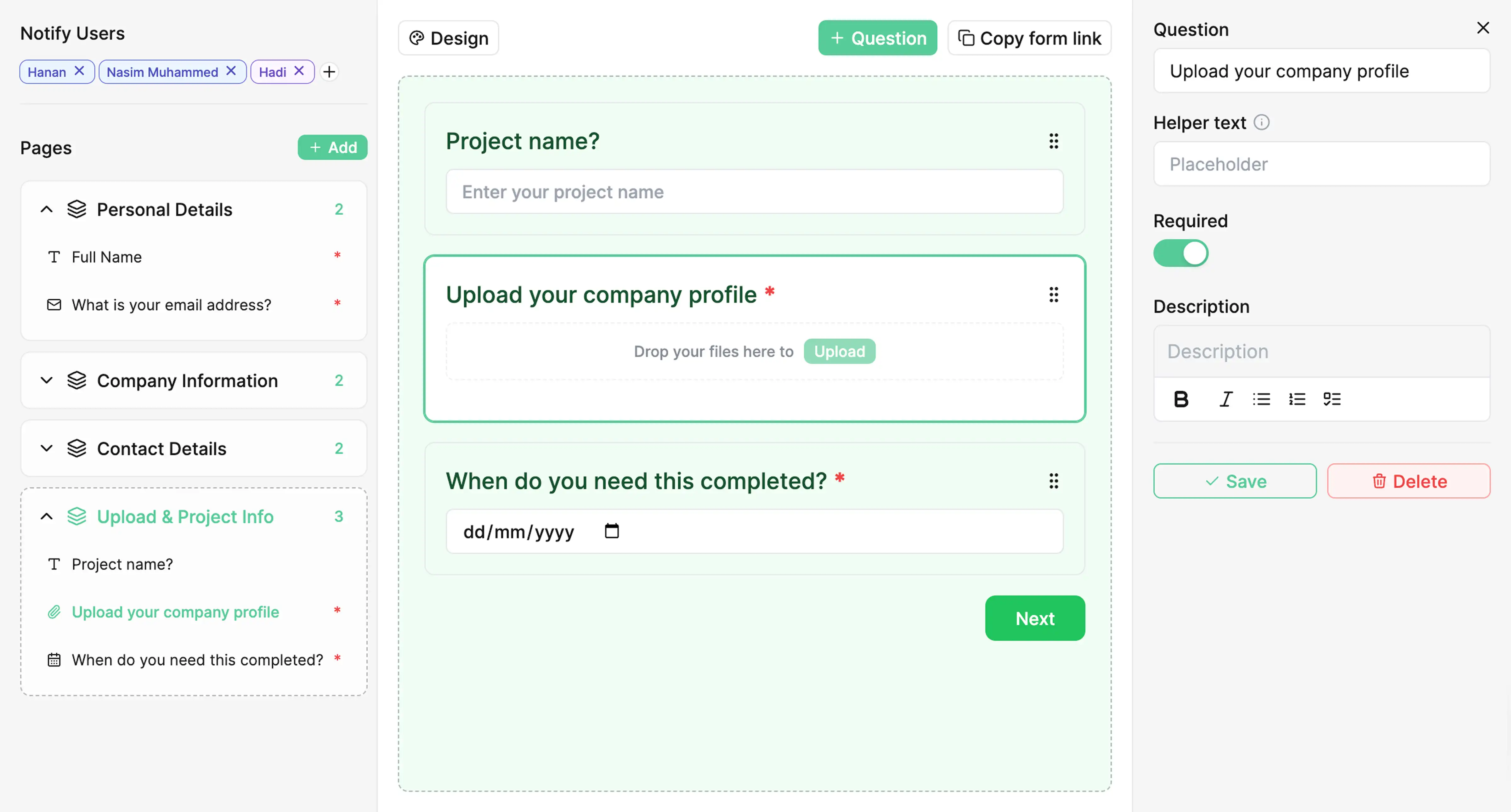 Heffl Forms Interface