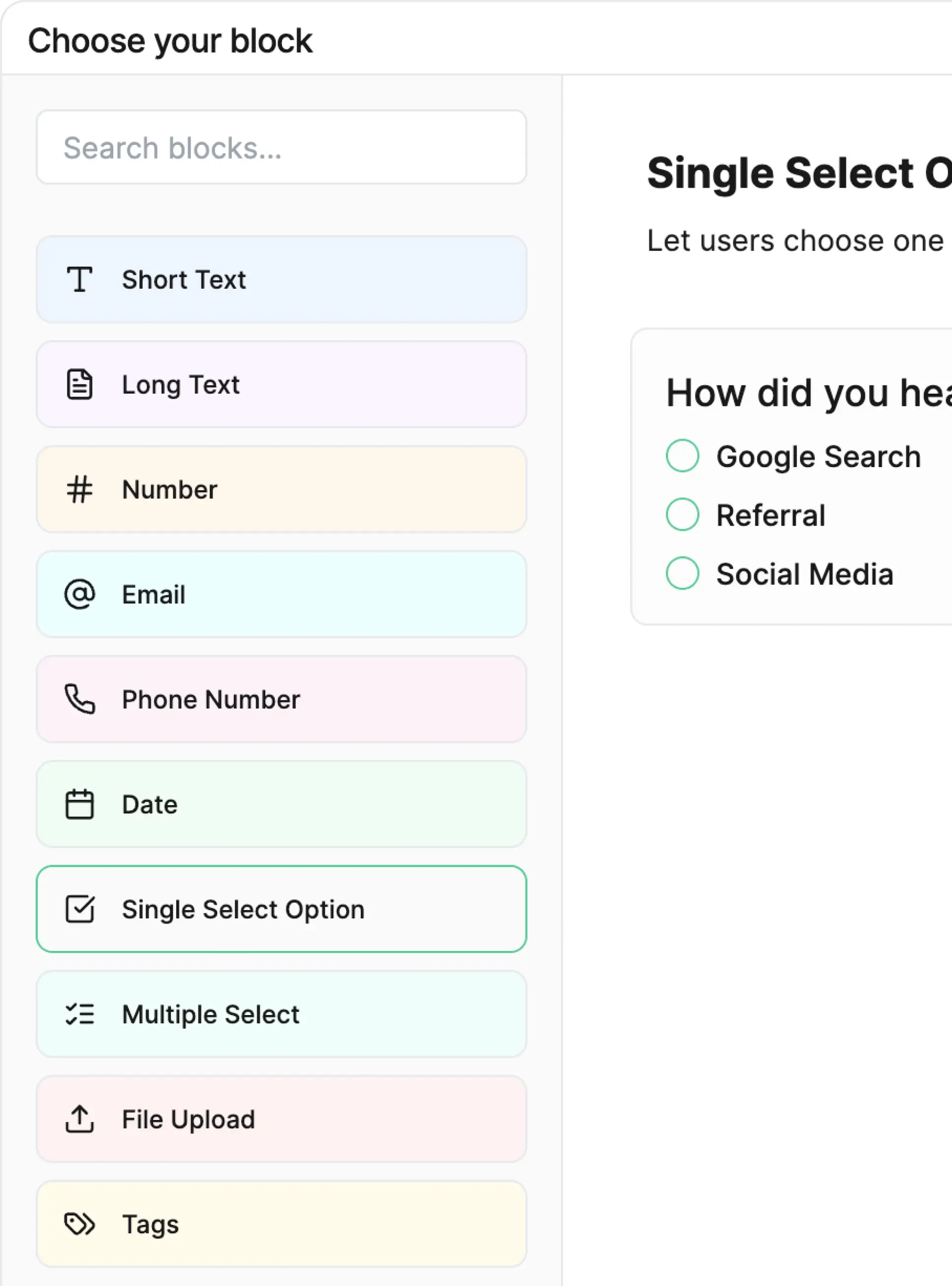 Visual form builder