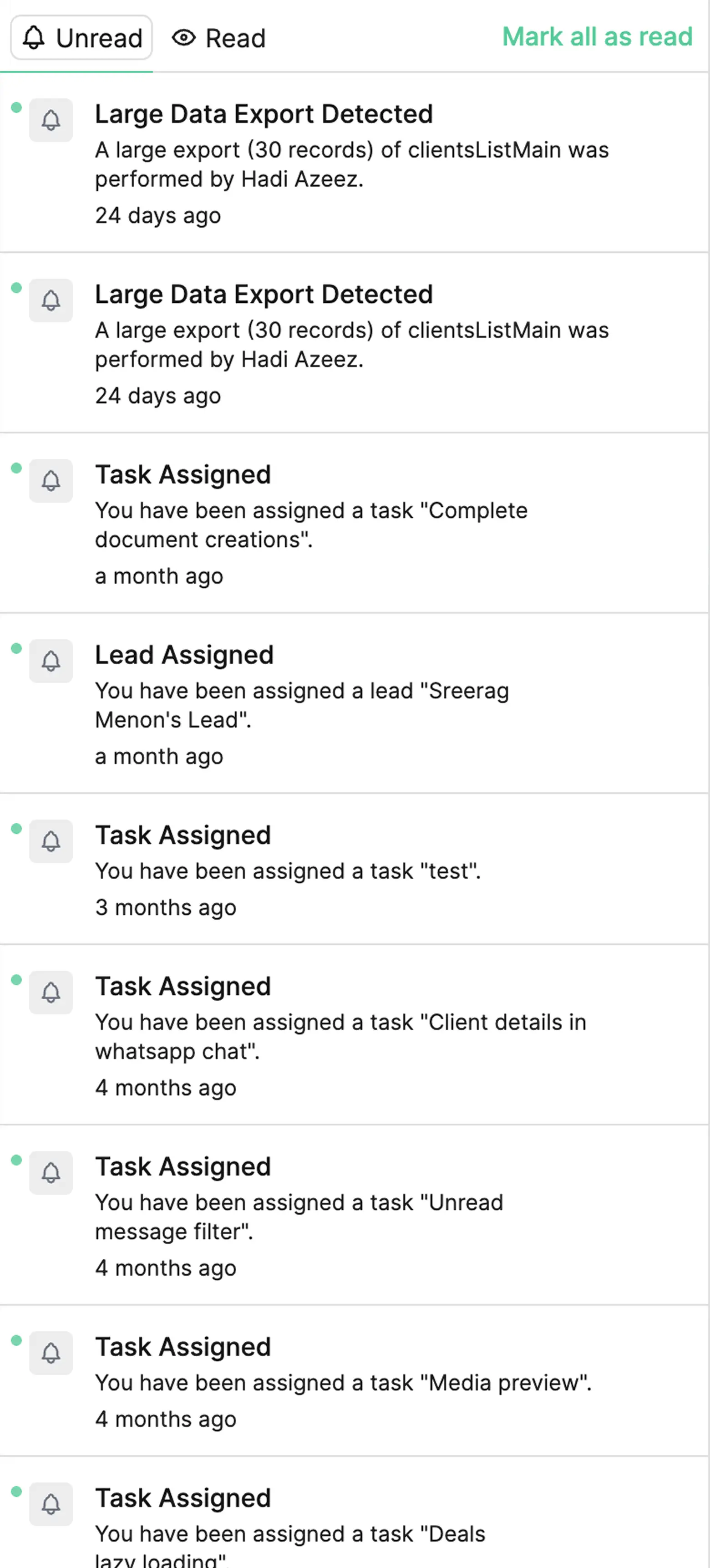 Notifications Panel