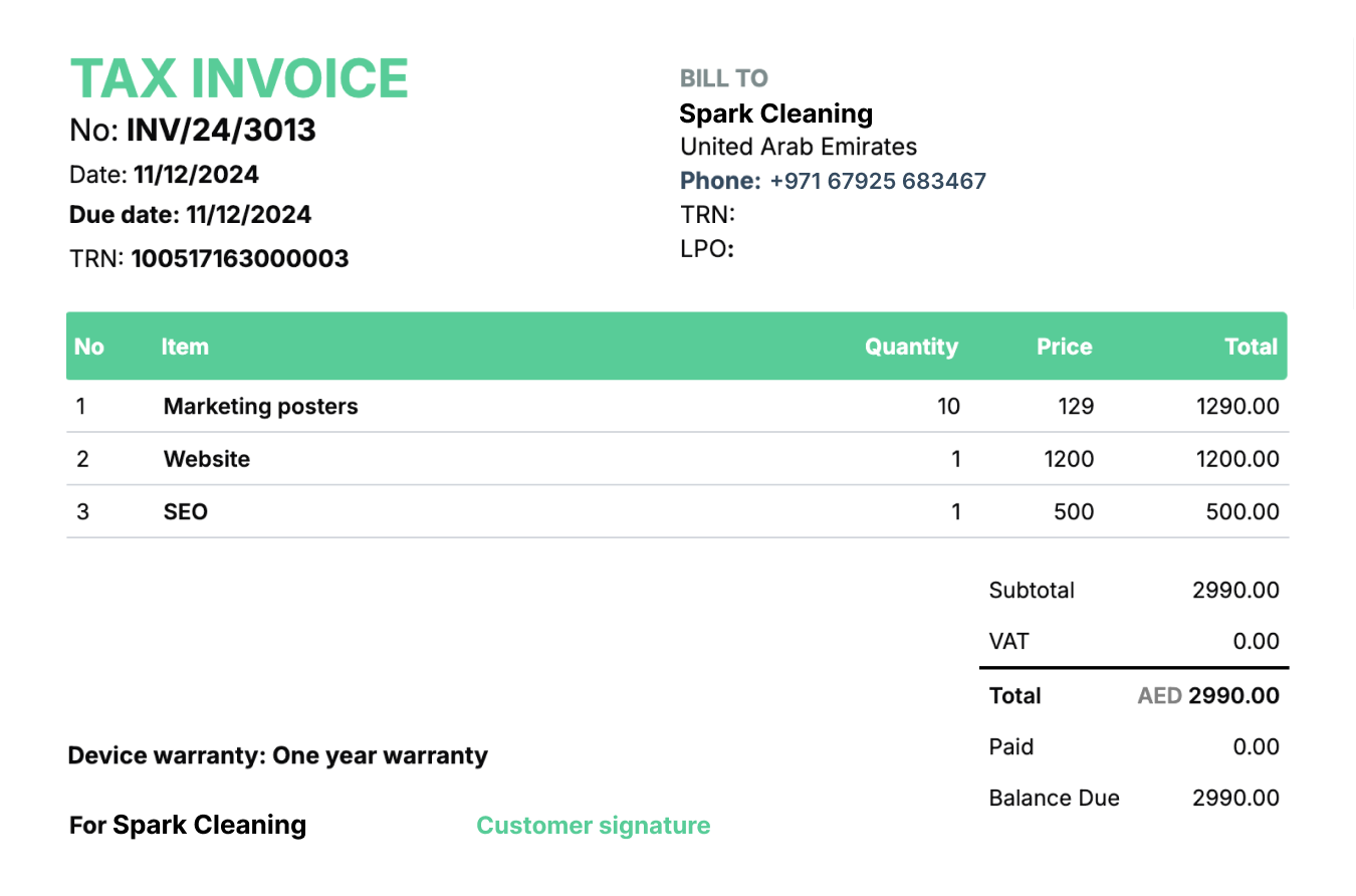 Turn delivery into an invoice