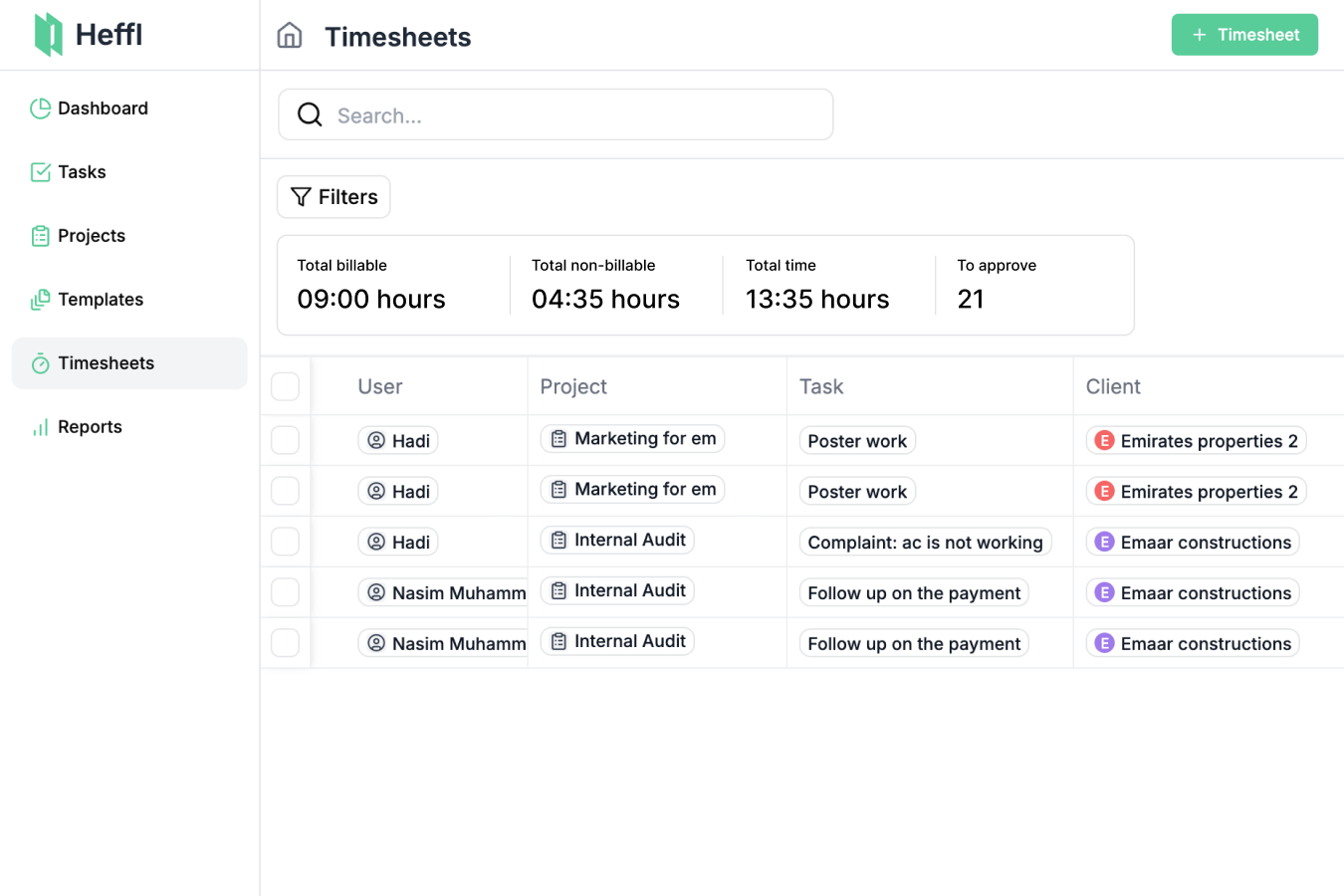 Track billable hours