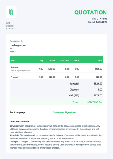Modern Professional quote template preview